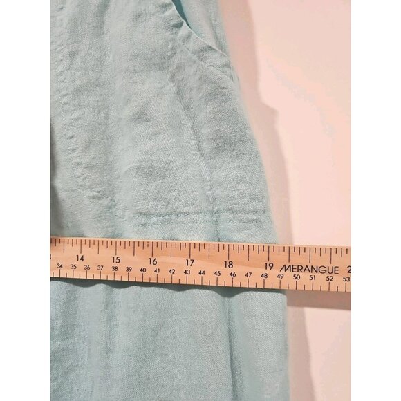 Just Living Linen Blend Mint Green Drawstring Wide Leg Pants Women LRG Lagenlook - Picture 8 of 12